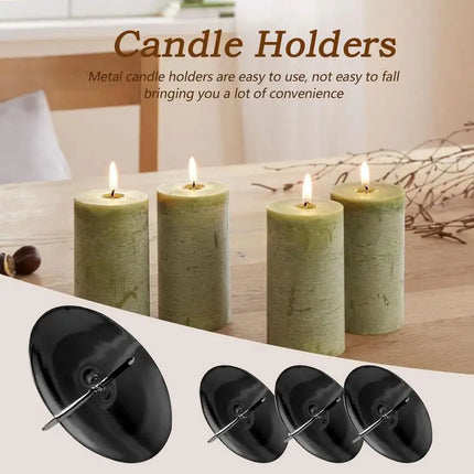 4pcs Metal Candle Holders Candlestick Candle Tray Candle Rack Home Round Candle Fixing Holder Christmas Wreath Candle Stand