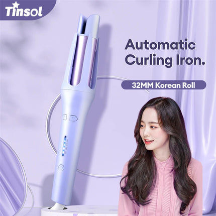 Tinsol 2 in 1 Automatic Hair Curler 32MM Auto Rotating Ceramic Hair Roller Professional Curling Iron Curling Wand Hair Waver