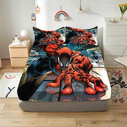 SpiderMan 2/3pcs Bedding Set Fitted Sheet Printed 100% Polyester Anime Home Decor Suitable For Children And Adults