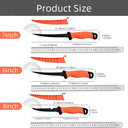 Fish Filleting Knife Fishing Knife Japanese Chef Knives Stainless Steel Scraping Boning Knife Kitchen Cooking Tool with Cover