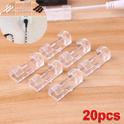 20Pcs Self Stick Wire Organizer Line Cable Clip Buckle Clips Clamp Table Wall Fixer Fastener Holder Data Telephone Line Winder