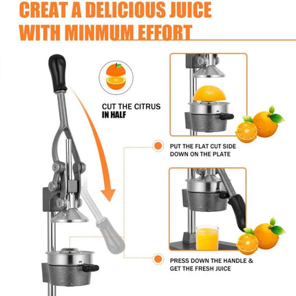 Commercial Heavy Duty Cast Iron Hand Press Manual Orange Citrus Lemon Lime Grapefruit Pomegranate Fruit Juice Squeezer Machine