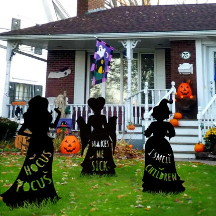 Black Hocus Pocus Halloween Decorations Outdoor Halloween Silhouette Yard Signs with Stakes Lawn Decor for Kids Home Party