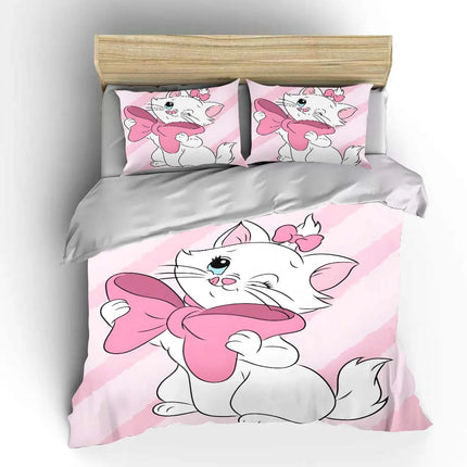 Disney Marie Cat Cartoon Bedding Set Quilt Duvet Cover 3 Pieces Pillowcase King Queen Size Bedclothes Children Bed Decor Gift