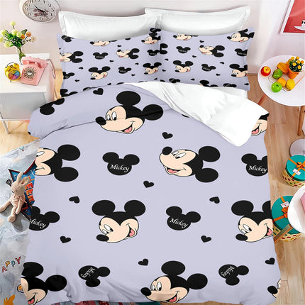 Mickey Mouse Cartoon Duvet Cover Set For Children, Minnie Anime, Bedroom Comforter, King Size Quilt, Cute Printed, 3d Bedding