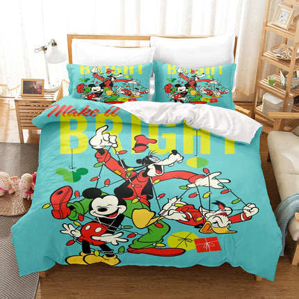 Mickey  Cute Printed Cartoon Quilt Duvet Cover Set Bedding Twin 3-Piece 1 3D Children'S