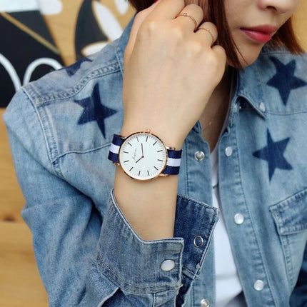 Luxury Brand Quartz Watches Women Simple Thin Women Wrist Watches Fashion Stripe Nylon Strap Lady Clock Gift Relogio Feminino