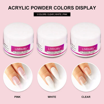 23 in 1 Acrylic Nail Kit for Beginners 12 Color Glitter Acrylic Powder White Clear Pink Acrylic Powder Nails Extension Professio