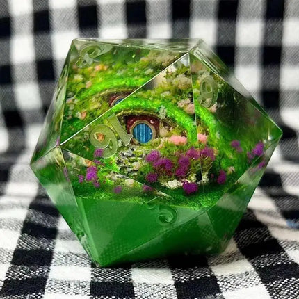 Resin Dice Semi-clear Polyhedral Resin Hobbit Dice D-Game Dice RPG Role Playing Games Table Ornaments Gifts Home Decor