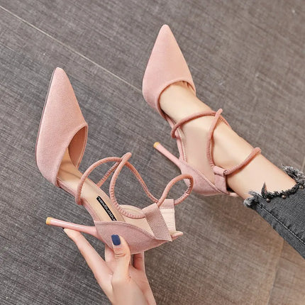 New 2024 Women'S Black Fashion Suede High Heel Shoes Woman Pointed Stiletto Fashion Sexy Pink Wedding Pumps  Bridal Shoes