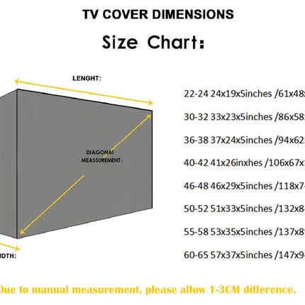 Garden Patio Outdoor TV Cover   32" 36" 40" 46" 50" 55" 60" 65" Protect TV Screen Weatherproof Dust-proof Outdoor TV Cover