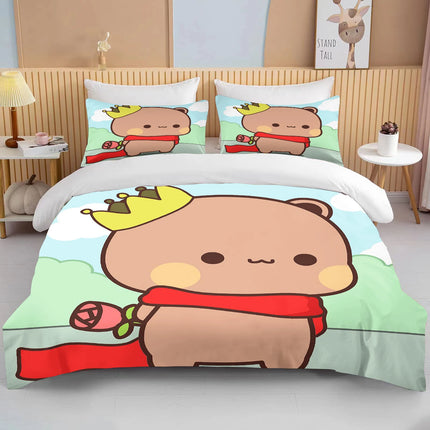 Bubu Dudu Cartoon Cute Bear Kawaii Christmas Gift King Twin Double Child Bedding Set Microfiber or Polyester Duvet Cover Set