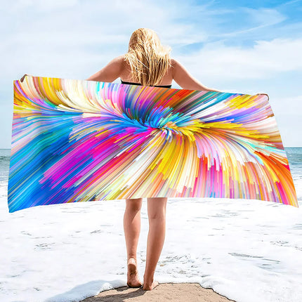 Plush Oversized Beach Towel Rainbow Striped Pool Towels , Quick Dry Towel Summer Beach Towels Swimming Towel for Adults Kids