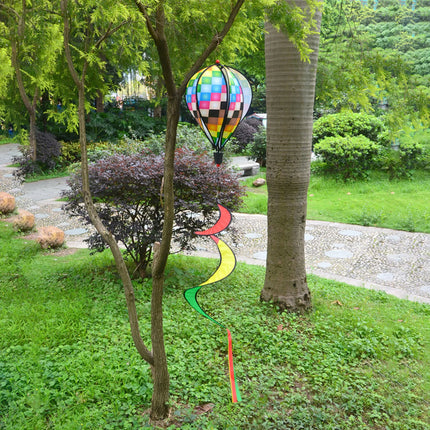 Wind Chimes Rainbow Hot Air Balloon Wind Spinner Rotating Sequin Windmill Wind Twister Hanging Decoration for Garden Yard