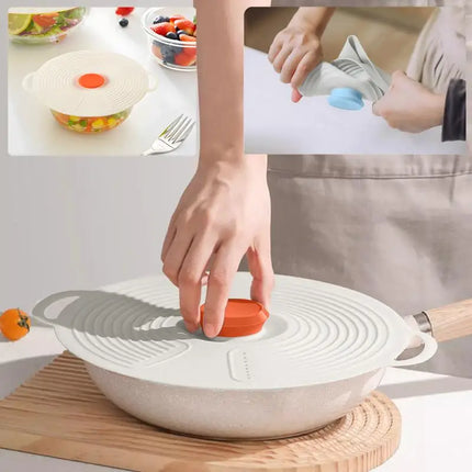 Silicone Fresh-keeping Lid Anti-spill Lid Dust-proof And Leak-proof Lid Kitchen Gadget Pot Lid Tableware Pot Lid Oil Cover Home
