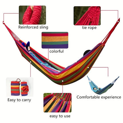 Single Wide Thick Canvas Hammock Outdoor Camping Backpackaging Leisure Swing Portable Hanging Bed Sleeping Swing Hammock