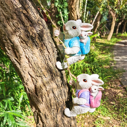 Outdoor Courtyard Cute Bunny Wall Hanging Balcony Landscaping Decorative Statues Flower Garden Pot Hanging Climbing Tree Pendant