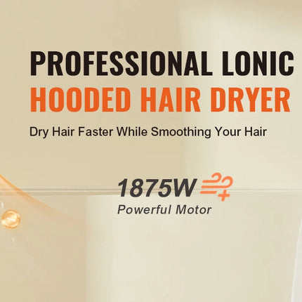 Ionic Hooded Hair Dryer, with Variable Speed & Temperature Adjustment 1875W Timer, Standing Hair Dryer for Beauty Salon Home Spa