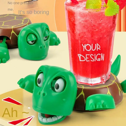 Press To Sound Panicked Turtle Coaster Gaping Eyes Creative Turtle Base Cup Mat Frightened Non-slip Water Cup Pad Cafes