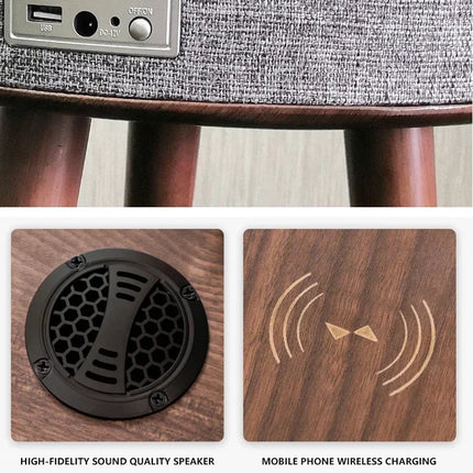 Wooden Coffee Table Portable Bluetooth Speaker Smart Speaker Tripod Table 9000 MAh with Wireless Charger and USB Charging Stand