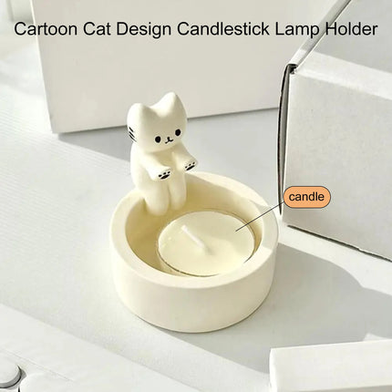 Kitten Candle Holder Cute Cat Candlestick Creative Aromatherapy Candle Holder Durable High Tempe Cartoon Candlestick Decoration