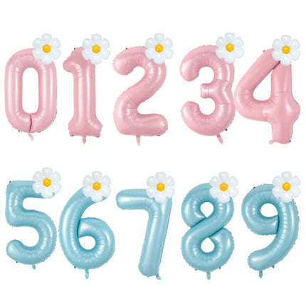 2pcs Daisy Foil Balloons Set Macaron Pink Blue 40inch Number Balloon 0-9 Kids Birthday Party Decorations Baby Shower Air Globes