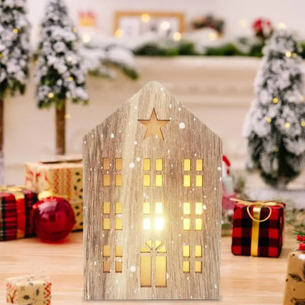 Christmas Wooden House Decor Christmas Led Light Wooden House Decor Christmas Party Supplies Indoor Home Decor Decorative House