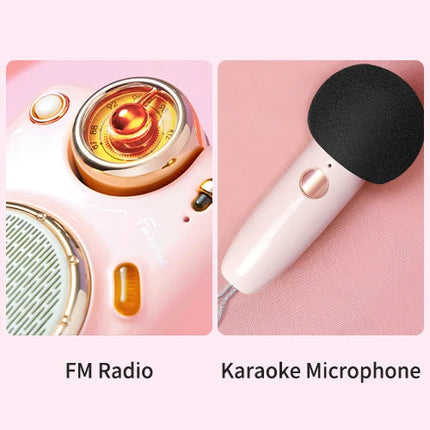 Divoom Fairy-OK Retro Mini Karaoke Speaker with Microphone Karaoke Function with Voice Change, FM Radio, TF Card