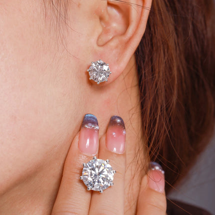 Real D VVS Moissanite 0.5-12ct 8 Prong Stud Earrings For Women Top Quality 925 Sterling Silver Sparkling Wedding Fine Jewelry