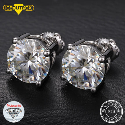 9mm 3CT Moissanite Stud Earrings For Women Men Fine Jewlery 925 Sterling Silver Shining Wedding Engagement Ear Jewelry Girl Gift