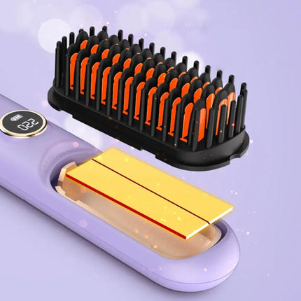 Hair Straightener Brush LCD Display 9 Temp Adjustable Fast Heating Negative Ions Hot Brush Electric Curly Hair Styling Comb