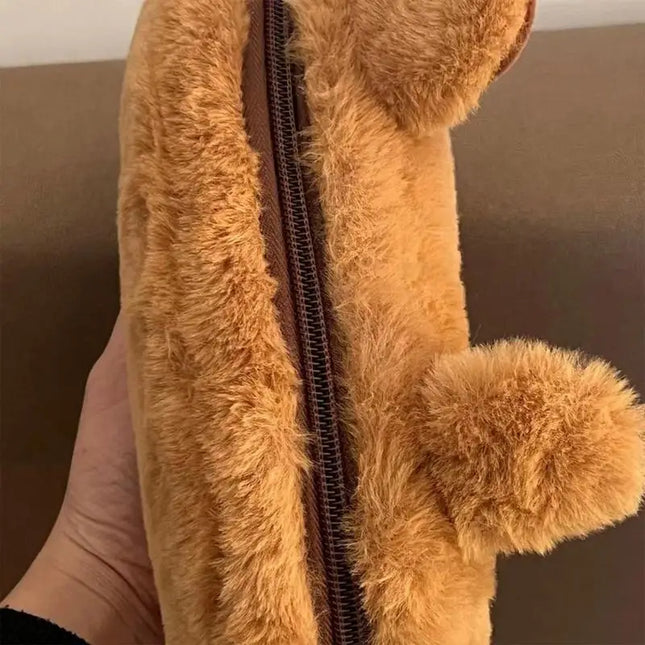 Capybara Pencil Case Plush Pen Bag 3D Plush Pencil Pouch Soft Animal Stationery Cartoon Storage Pen Bag Box School Supplies