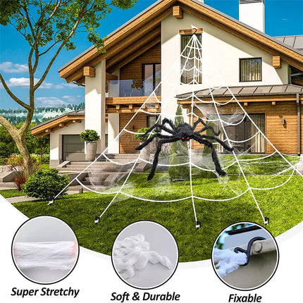 Halloween Spider Web Giant Stretchy Cobweb For Home Bar Haunted House Scary Prop Horror Yard Outdoor Halloween Party Decoration