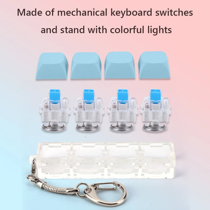 4 Keys Mechanical Keyboard Axis Tester DIY Fidget Button Keycap Stress Relief Toy LED Light Keychain Keyboard Cap Clicker Toys