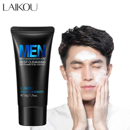 LAIKOU Men Facial Cleanser  Moisturizing  Skin Care Oil Control Blackhead Remover Scrub Cosmetics Deep Nourishing  Face Wash 50g