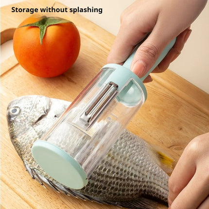 1 Piece Stainless Steel Peeler with Container, Storage Peeler Knife Double Sided Fish Scaler Suitable for Fruits and Vegetables