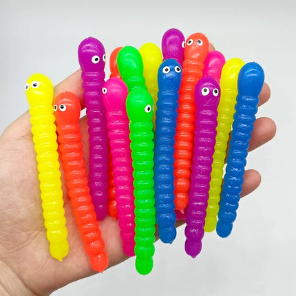 5pcs Colored Caterpillar Pull Worm Noodle Fidget Toy Stretch String TPR Rope Anti Stress String Stress Relief Autism Vent Toys