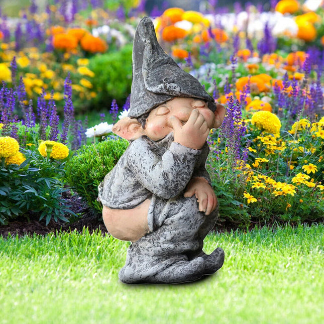 Cute Garden Sculpture Ornament Resin Dwarf Sculpture Comical Creative Characters Statue 3D Figure Crafts for Balcony Yard Decor