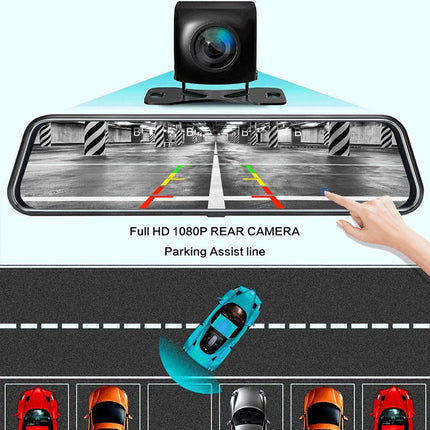 10 Inch Mirror Camera for Car Touch Screen Video Recorder Rearview mirror Dash Cam Front and Rear Camera Mirror DVR Black Box