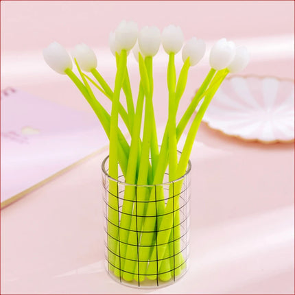 24 Pcs Creative Light Colored Tulip Silicone Gel Pens Set Small Fresh and Lovely Student Exam Writing Pen