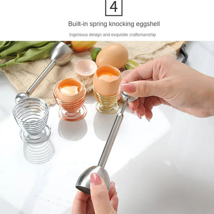 1pc Spring Egg Holder Cup Stainless Steel Elastic Steamed Egg Rack Rice Layer  Boiled Egg Storage Stand Tray Kitchen Tools