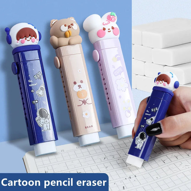 Creative push-pull cartoon cute eraser can replace the core telescopic student pencil eraser children's school supplies gifts