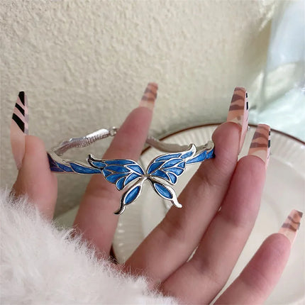 Fashion Dreamy Fantasy Blue Butterfly Bracelet Female Exquisite Bracelet 2023 New Fairy Temperament Versatile Hand Jewelry Gifts