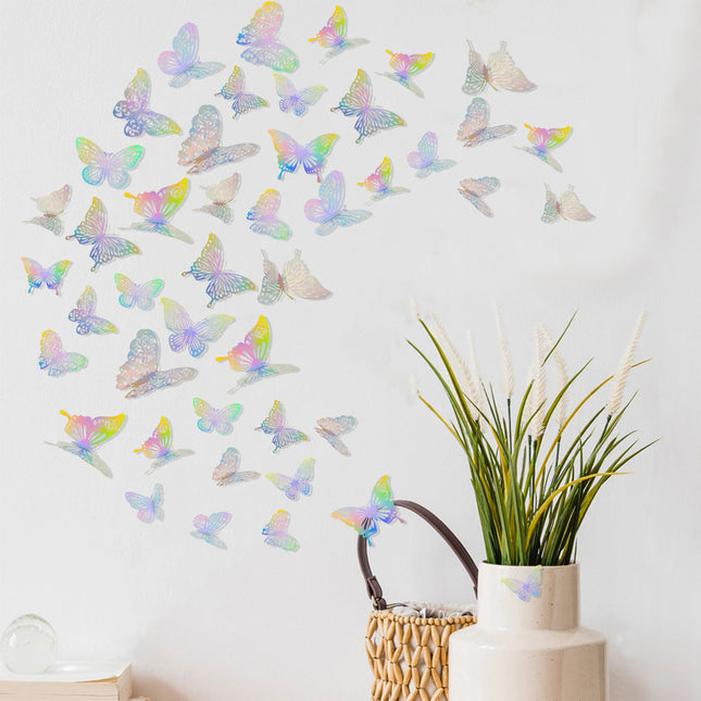 144/72pcs 3D Butterfly Wall Sticker Decal Colorful Hollow Butterfly for Bedroom Room Party Home Wall Fridge DIY Wallpaper Decor