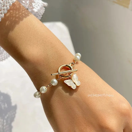 2024 Fashion Butterfly Pearl Pendant Bracelet Ladies Girl Trend Charm Bracelet Festive Birthday Friendship Jewelry