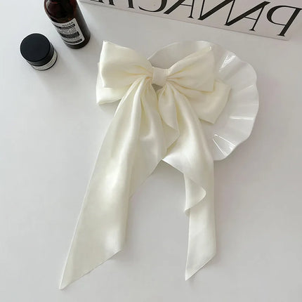 1pc Bow Ribbon Hair Clip Fashion Simple Solid Satin Spring Clip Hair Pin Elegant Retro Headband Clips Girls Hair Accessories