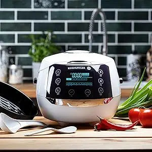 Kitchen suppliesReishunger Digital Rice Cooker and Steamer, Black, Timer - 8 Cups - Premium Inner Pot, Multi Cooker with 12 Prog