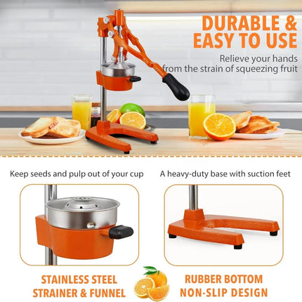 Commercial Heavy Duty Cast Iron Hand Press Manual Orange Citrus Lemon Lime Grapefruit Pomegranate Fruit Juice Squeezer Machine