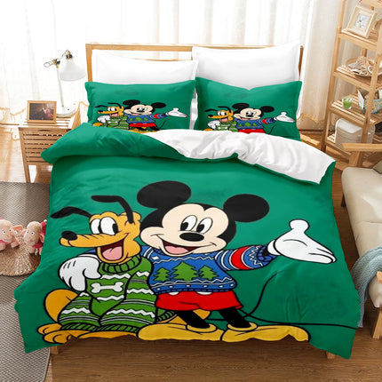 Mickey  Cute Printed Cartoon Quilt Duvet Cover Set Bedding Twin 3-Piece 1 3D Children'S