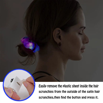 3/5pcs LED Luminous Hair Scrunchies Light Up Hair Scrunchies Elastic Light Women Girls Hair Bands for Halloween Christmas Party